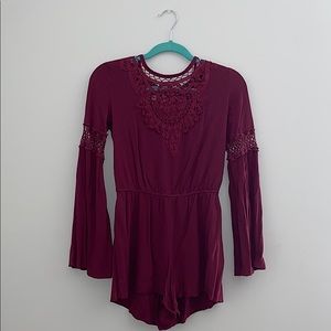 Xhilaration Maroon Romper Size S